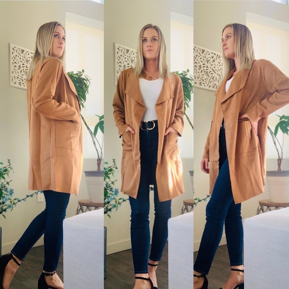 🍁 Napa Valley Vegan Suede Coatigan Navy - Picture 3 of 7